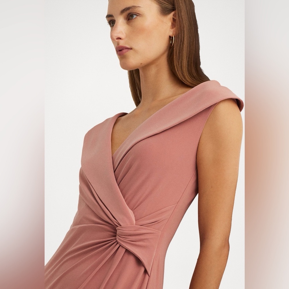NWT Lauren Ralph Lauren salmon evening gown with wrap detailing size 8 - Picture 5 of 13
